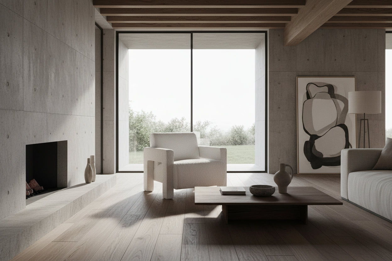 Brompton Sculptural Armchair, White Boucle